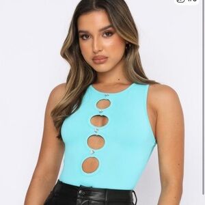 NEW White Fox Turquoise Cut-Out Bodysuit